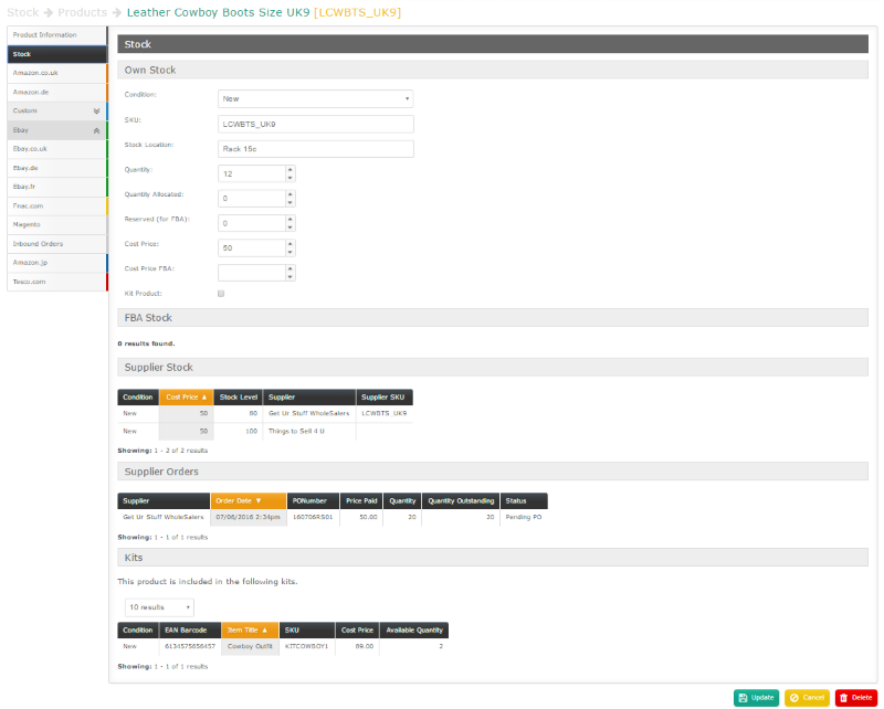 Build kits from stock for marketplace sellers